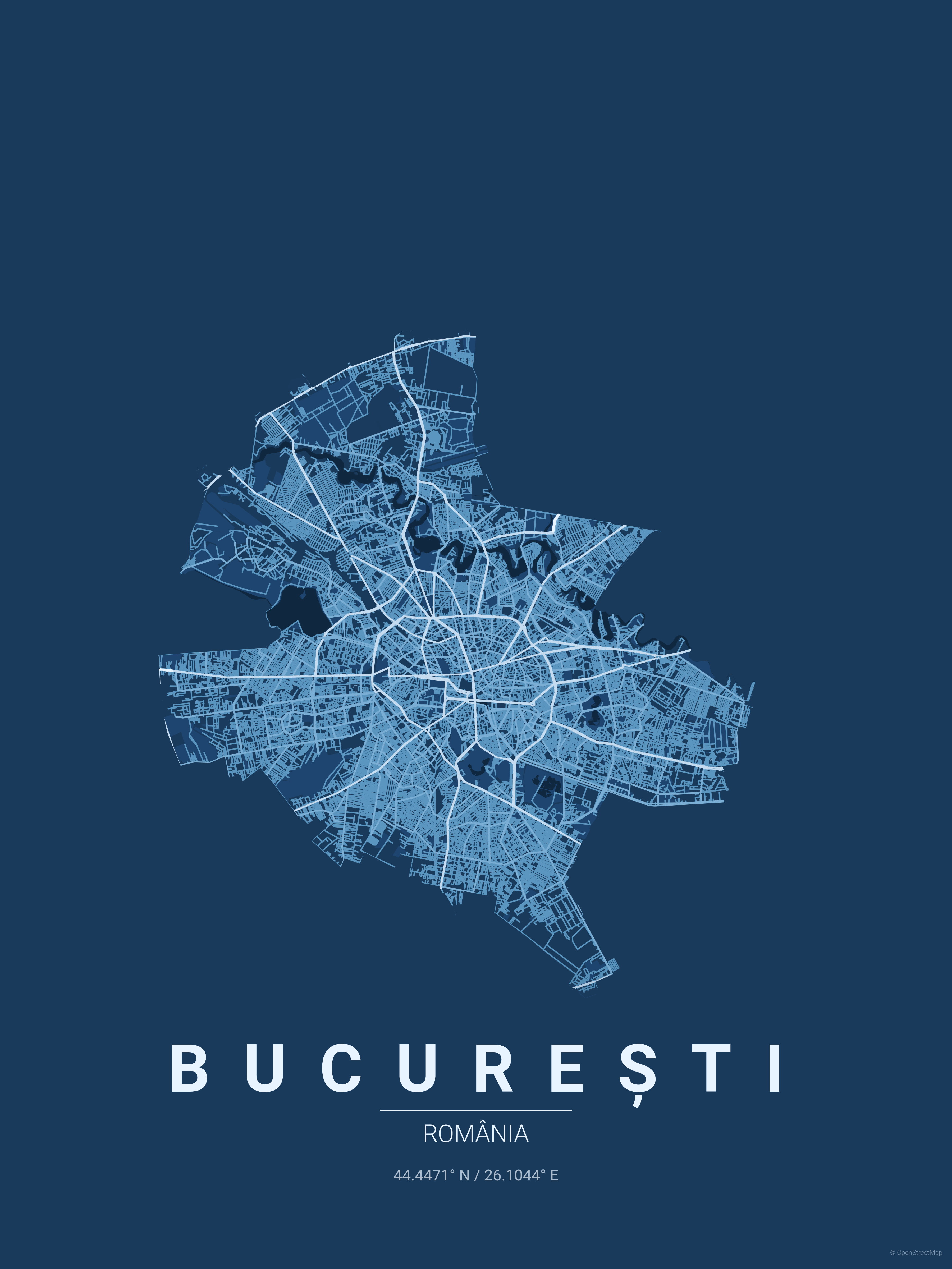 Blueprint map poster style