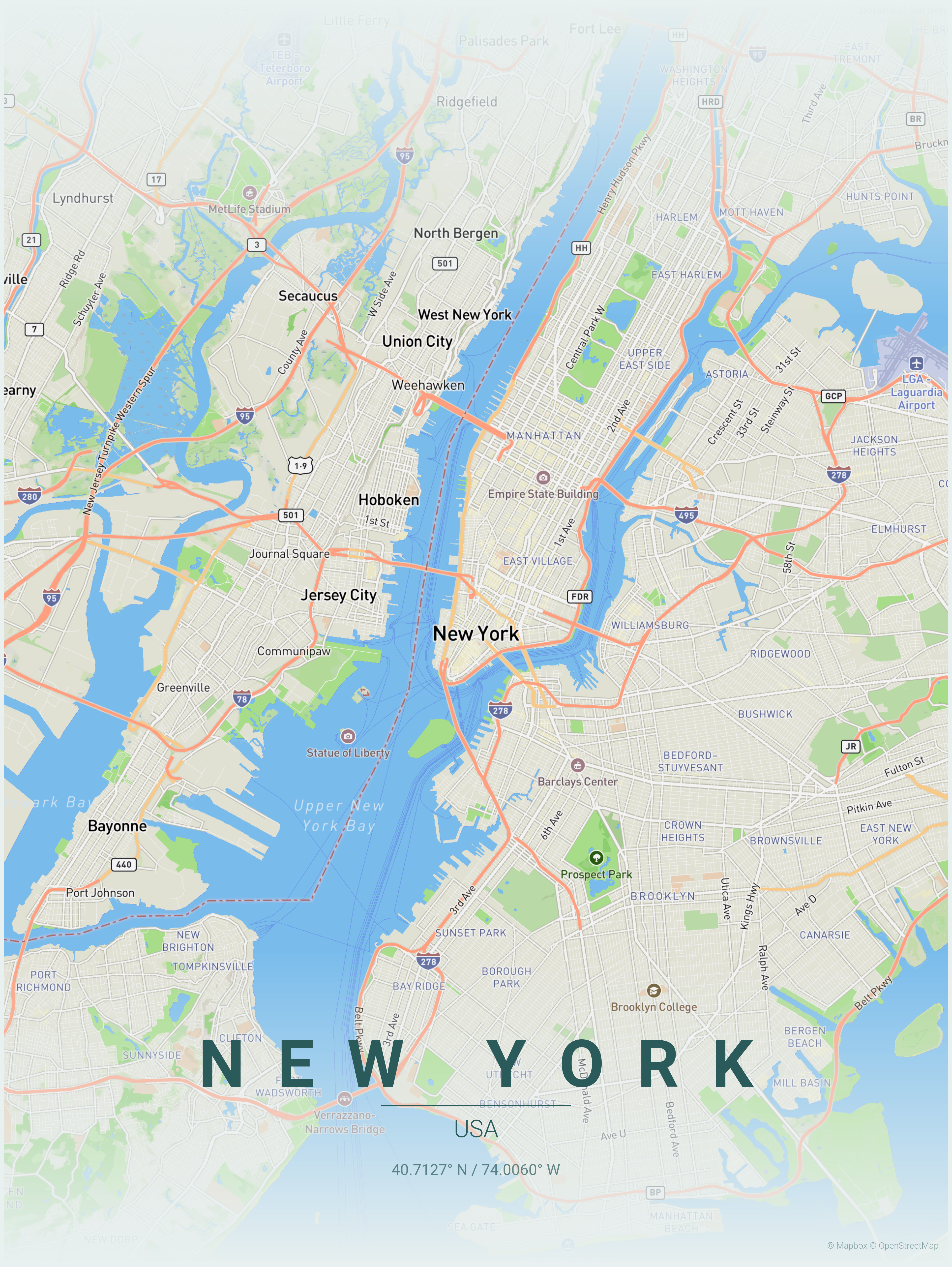 Copper Patina map poster style
