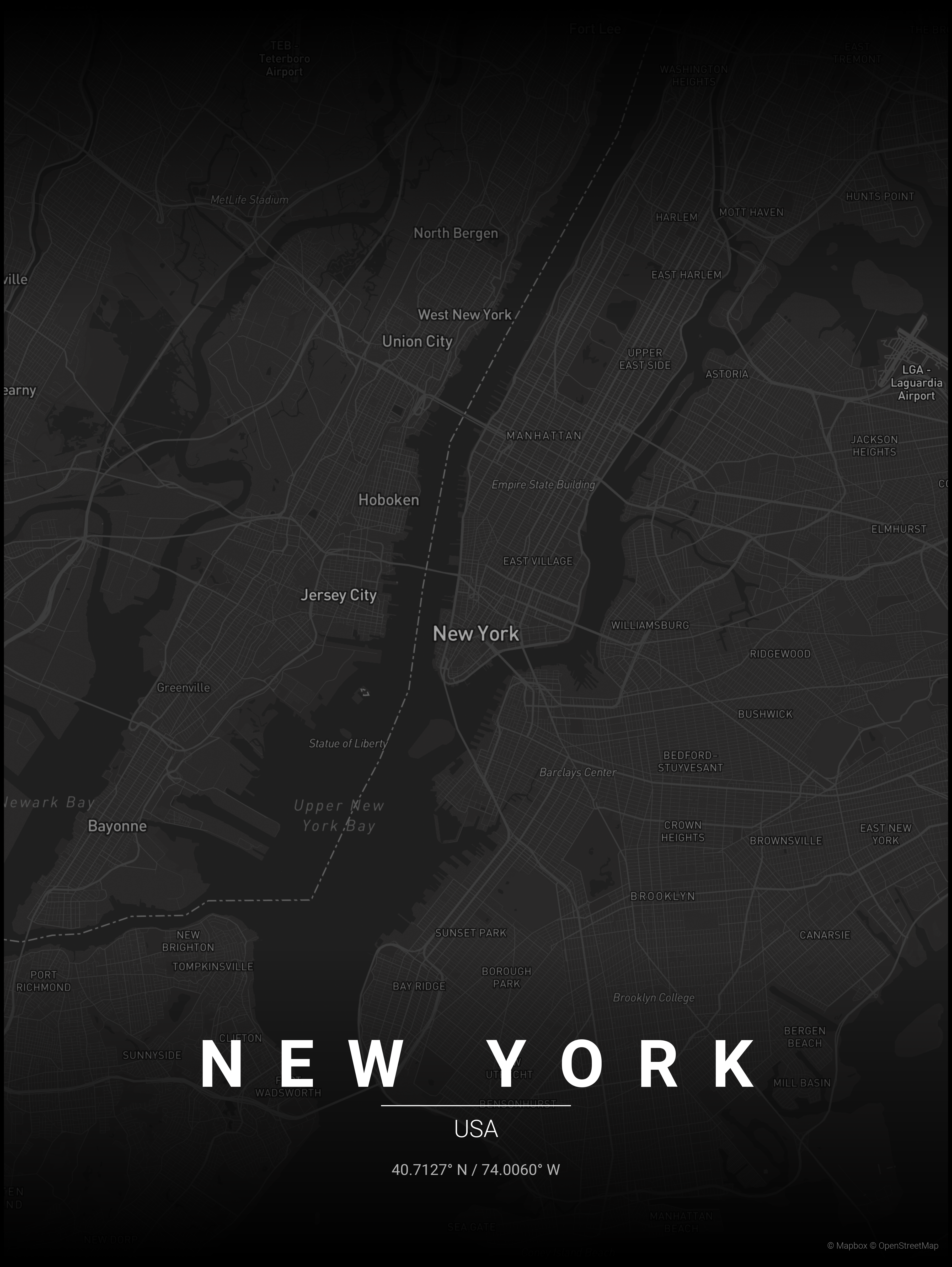 Noir map poster style